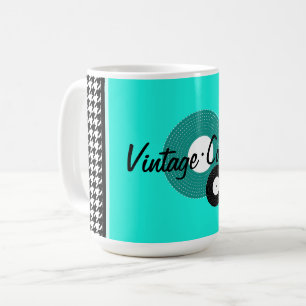 Blauwgroen, zwart en wit 1950s thema koffiemok