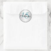 Blauwgroen, zwart en zilver Quinceanera Envelope S Ronde Sticker (Tas)