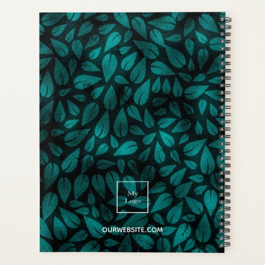 Blauwgroen zwart gebladerte bladeren bedrijf logo planner (Achterkant)