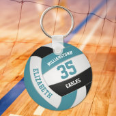 blauwgroen zwart gepersonaliseerd volleybal team sleutelhanger