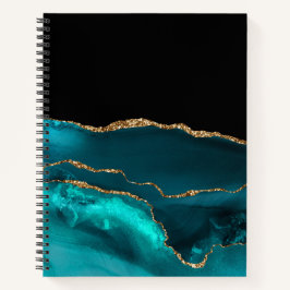 BLAUWGROEN ZWART GOUD AGAAT LOOK NOTITIEBOEK