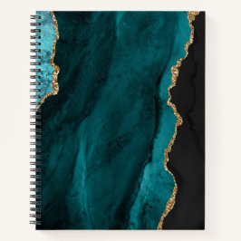 BLAUWGROEN ZWART GOUD AGAAT LOOK NOTITIEBOEK