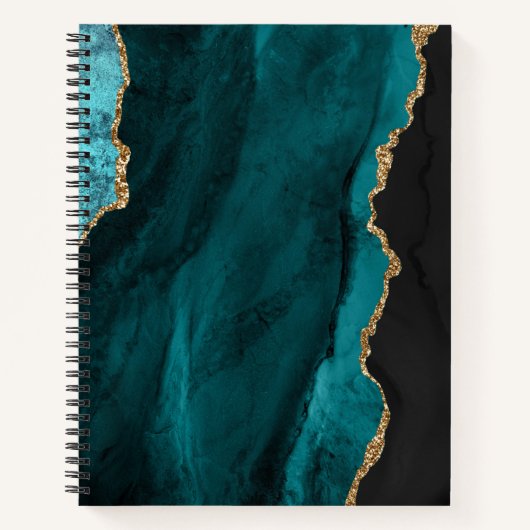 BLAUWGROEN ZWART GOUD AGAAT LOOK NOTITIEBOEK (Voorkant)