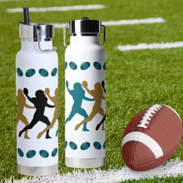 Blauwgroen, Zwart, & Goud Jaguars Football Speler Waterfles