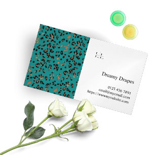 Blauwgroen, Zwart, Goud & Witte Logo Magnetisch Visitekaartje