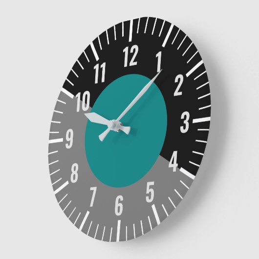 Blauwgroen & Zwart & Grijs Klok met Nummers (Hoek)