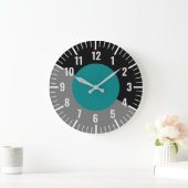 Blauwgroen & Zwart & Grijs Klok met Nummers (Huis)