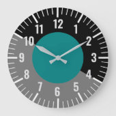 Blauwgroen & Zwart & Grijs Klok met Nummers (Voorkant)