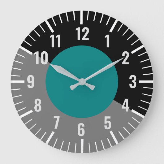 Blauwgroen & Zwart & Grijs Klok met Nummers (Voorkant)