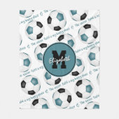 blauwgroen zwart Het voetbalveld is mijn gelukkige Fleece Deken (Voorkant)