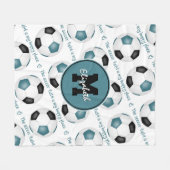 blauwgroen zwart Het voetbalveld is mijn gelukkige Fleece Deken (Voorkant (Horizontaal))