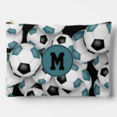 blauwgroen zwart monogram voetballen patroon etui (Voorkant)