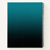 Blauwgroen zwart ombre gepersonaliseerd schetsboek notitieboek (Achterkant)