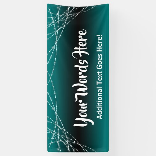 Blauwgroen & Zwart Ombre Light Strings Voeg je eig Spandoek (Verticaal)