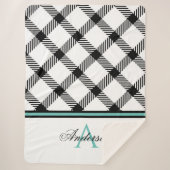 Blauwgroen Zwart Plaid Gepersonaliseerd Sherpa Deken (Voorkant)