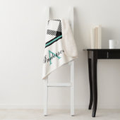 Blauwgroen Zwart Plaid Gepersonaliseerd Sherpa Deken (In situ)