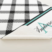 Blauwgroen Zwart Plaid Gepersonaliseerd Sherpa Deken (3/4)
