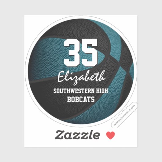 Blauwgroen zwart team kleuren cadeautjes jongens b sticker (Vel)