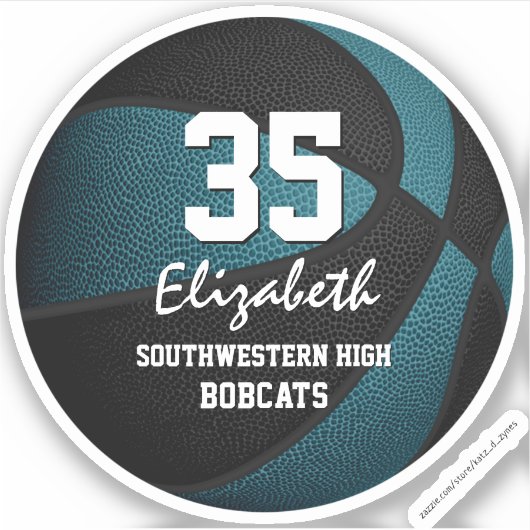 Blauwgroen zwart team kleuren cadeautjes jongens b sticker (Voorkant)