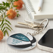 Blauwgroen zwart team kleuren gepersonaliseerd bas sleutelhanger (Voorkant Rechts)