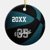 blauwgroen zwart team kleuren jongens basketbal keramisch ornament (Voorkant)
