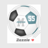 Blauwgroen zwart team kleuren jongens voetbal sticker (Vel)
