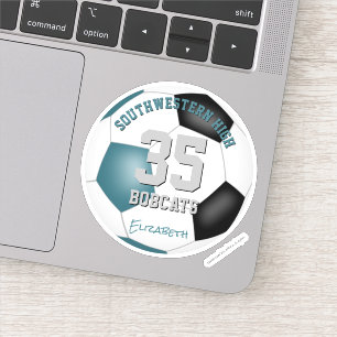 Blauwgroen zwart team kleuren kinder voetbalbanket sticker