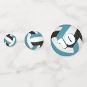 blauwgroen zwart team kleuren kinder volleybal par confetti (Voorkanten)