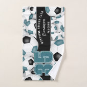 blauwgroen zwart team kleuren Veel voetballen spor Handdoek (Handdoek)