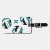 blauwgroen zwart team kleuren volleybalreis bagagelabel (Voorkant horizontaal)