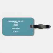 blauwgroen zwart team kleuren volleybalreis bagagelabel (Achterkant horizontaal)