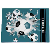 blauwgroen zwart voetbal blowout gepersonaliseerd groot cadeauzakje (Voorkant)