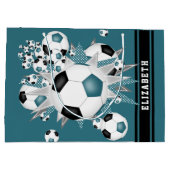 blauwgroen zwart voetbal blowout gepersonaliseerd groot cadeauzakje (Achterkant)