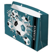 blauwgroen zwart voetbal blowout gepersonaliseerd groot cadeauzakje (Achterkant Gekanteld)