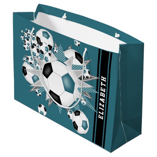 blauwgroen zwart voetbal blowout gepersonaliseerd groot cadeauzakje