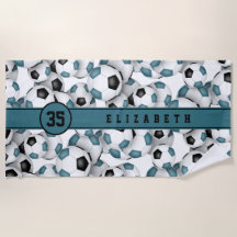 Blauwgroen zwart voetbalpatroon aangepaste meisjes