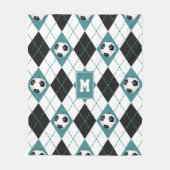 blauwgroen zwart voetbalteam kleuren arglispatroon fleece deken (Voorkant)