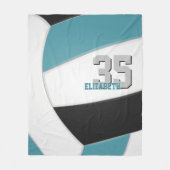 blauwgroen zwart volleybal team kleuren aangepaste fleece deken (Voorkant)