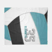 blauwgroen zwart volleybal team kleuren aangepaste fleece deken (Voorkant (Horizontaal))