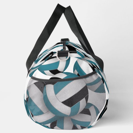 blauwgroen zwart volleybal team kleuren patroon plunjezak (Rechts)