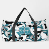 blauwgroen zwart volleybal team kleuren patroon plunjezak (Achterkant)