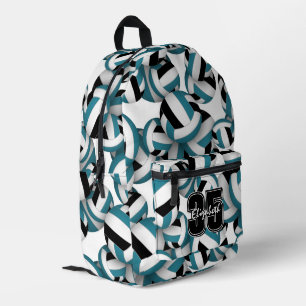 Blauwgroen zwart volleybal team kleuren w speler n bedrukte rugzak