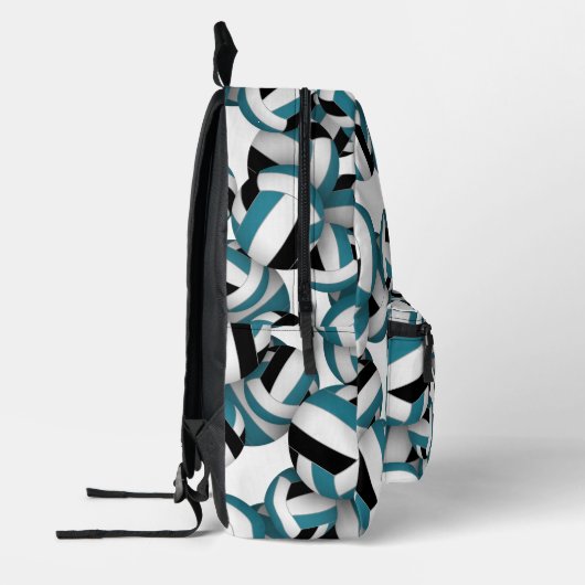 Blauwgroen zwart volleybal team kleuren w speler n bedrukte rugzak (Links)