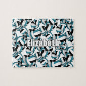 blauwgroen zwart volleyballen patroon gepersonalis legpuzzel (Horizontaal)