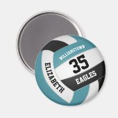 blauwgroen zwart volleybalteam kleuren jongens magneet (Voorkant / Achterkant)