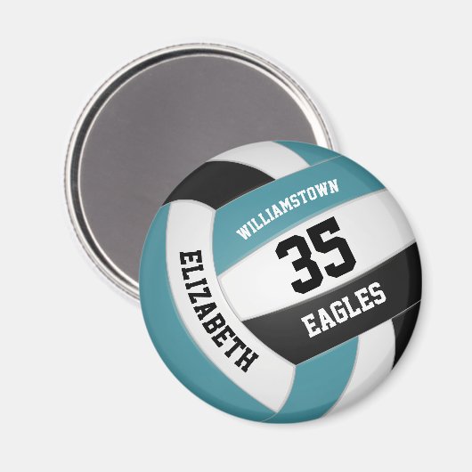 blauwgroen zwart volleybalteam kleuren jongens magneet (Voorkant / Achterkant)