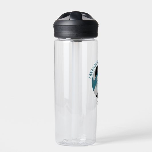 blauwgroen zwart volleybalteam kleuren jongens waterfles (Voorkant)