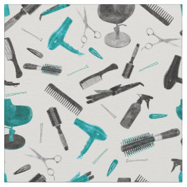 Blauwgroen Zwart Waterverf Haarstylist Salon Styli Stof