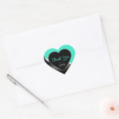 Blauwgroen Zwart Wavy Zilver met Logo Schattige Da Hart Sticker (Envelop)
