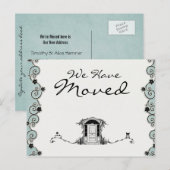  Blauwgroen & Zwart We zijn verhuisd Aankondigingskaart (Voorkant / Achterkant)